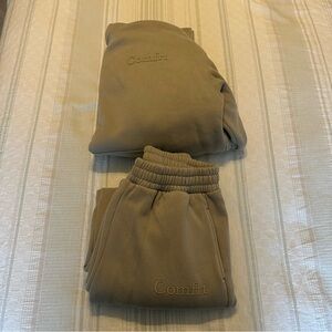 Comfrt Minimalist Hoodie/Pants Set, Cement color, Women’s Small
